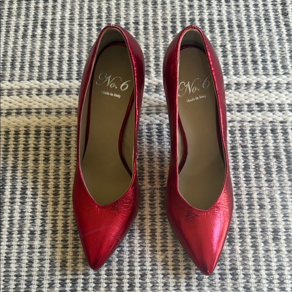 No. 6 Metallic Red Heels